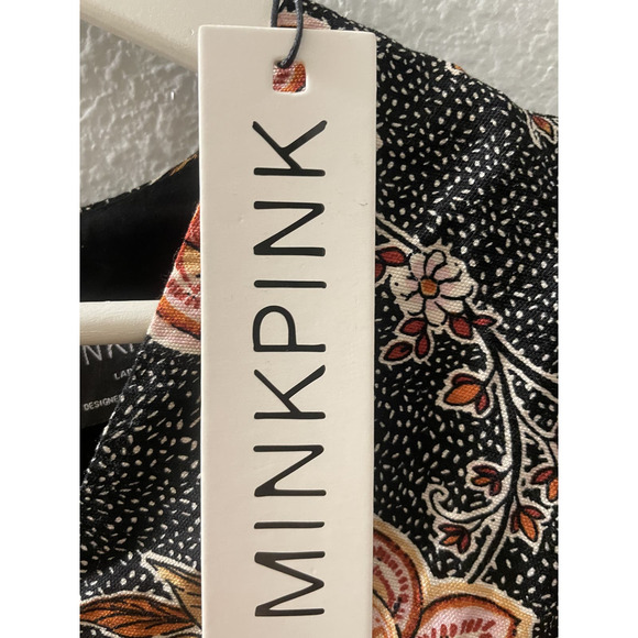 MINKPINK Women's Floral Balloon Sleeve Mehdya V-Neck Mini Dress Size Large NWT - Picture 7 of 7